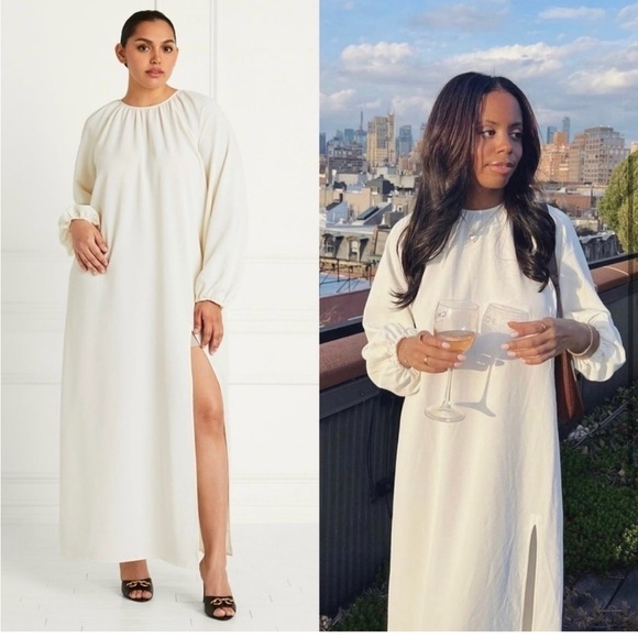 NWT Hill House Simone Maxi Dress XXL Coconut Milk Crepe High Slit Open Back - Picture 6 of 15